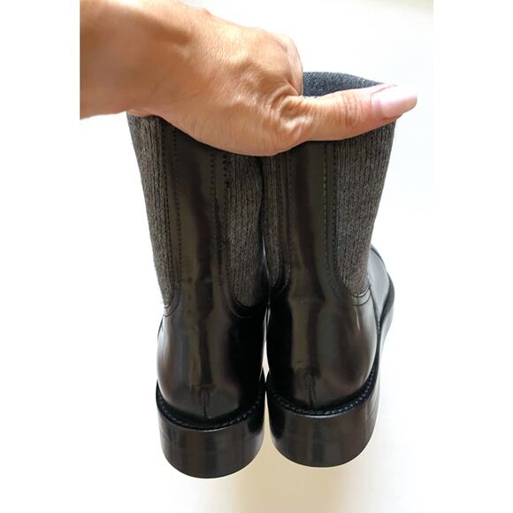 J. Crew Italian Leather Rib Cut Off Boots Black Size 7 NEW - Picture 7 of 8